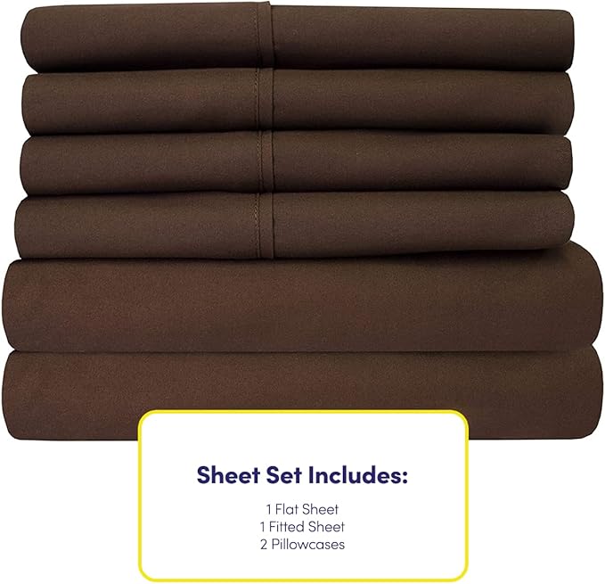 Twin XL Size Bed Sheets - 4 Piece 1500 Supreme Collection Fine Brushed Microfiber Deep Pocket Twin X-Large Sheet Set Bedding - 1 EXTRA PILLOW CASES, GREAT VALUE, Twin XL, Brown