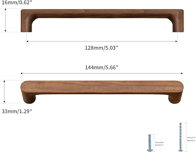 Walnut Round 5 in 6 pcs Wooden Drawer Pulls Handle pulls for cabinets Kitchen Cabinet Drawer pulls Cabinet Door