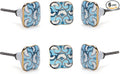 Perilla Home Set of 6 Ceramic Knobs Decorative Round Knobs for Home Kitchen Cabinet Hardware Cupboard Glass Door Dresser Wardrobe and Drawer Pulls (Small, Cadia Blue)