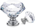 Ravinte 3 Pack Crystal Drawer Knobs - Glass Cabinet Knobs, Diamond Shaped - 30 mm with Silver Base