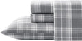 Laura Ashley - Flannel Sheets Twin Size, Anti-Pilling & Wrinkle Resistant Cotton, Touchably Soft for All-Season Comfort - Bed Sheets with Matching Pillowcases & Fitted Sheet (Mulholland Plaid Grey)