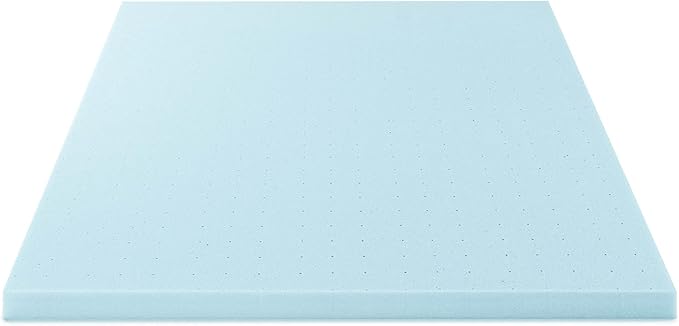 Best Price Mattress 3 Inch Ventilated Memory Foam Mattress Topper, Cooling Gel Infusion, CertiPUR-US Certified, Cal King, Dorm Essentials, Blue