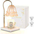 Candle Warmer Lamp with Timer: Flower Candle Warming Lamp with Marble Base Height Adjustable Wax Warmer Dimmable Modern Kitchen Bathroom Decor Mom Birthday Gift for Grandma