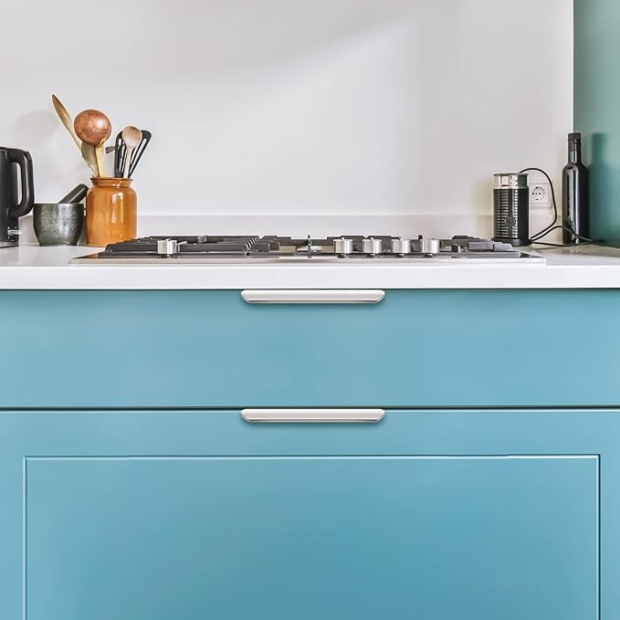 Ravinte Hardware 30 Pack Silver Cabinet Handles, 5.9 Inch (150mm) Finger Edge Pulls, 5 Inch Hole Center, Finger Pulls for Cabinets