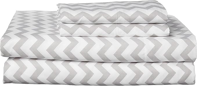 Queen Size Bed Sheets - Breathable Luxury Sheets with Full Elastic & Secure Corner Straps Built In - 1800 Supreme Collection Extra Soft Deep Pocket Bedding Set, Sheet Set, Queen, Chevron Gray