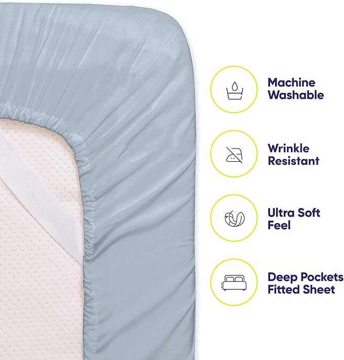 King Size Bed Sheets - 6 Piece 1500 Supreme Collection Fine Brushed Microfiber Deep Pocket King Sheet Set Bedding - 2 Extra Pillow Cases, Great Value, King, Misty Blue
