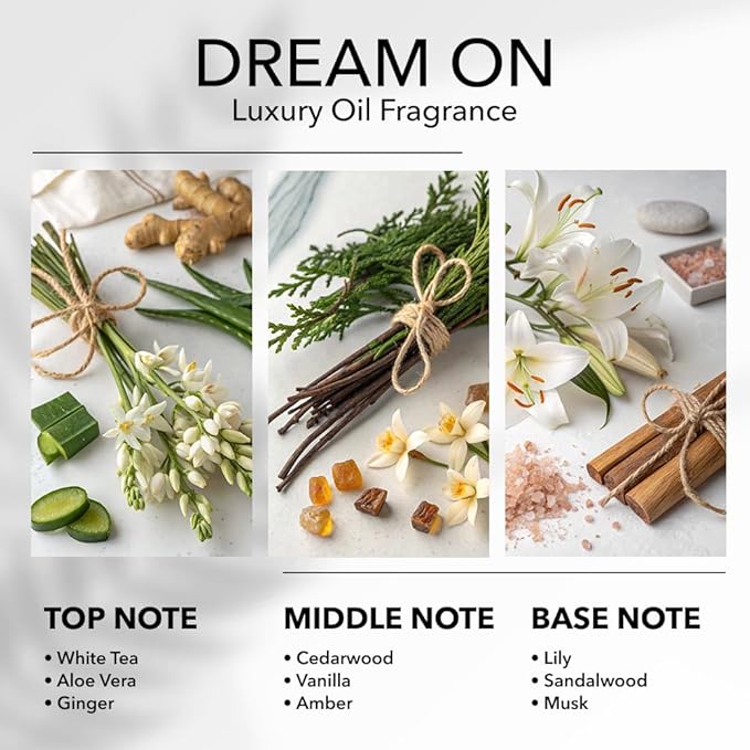Dream On Diffuser Oil, 16.9 FL Oz, 500 mL, Luxury Hotel Scent Diffuser Oil for Home, Office & Spa, Fragrance Essential Oils for Aromatherapy, Aloe Vera & Cedarwood.