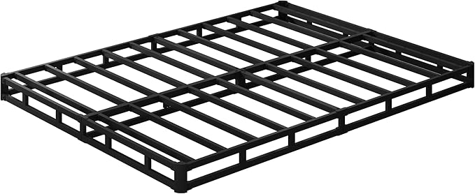 EMODA 5 Inch Box Spring Full Size Bed Base, 3000 LBS Heavy Duty Metal Mattress Foundation with Fabric Cover, Easy Assembly, Black
