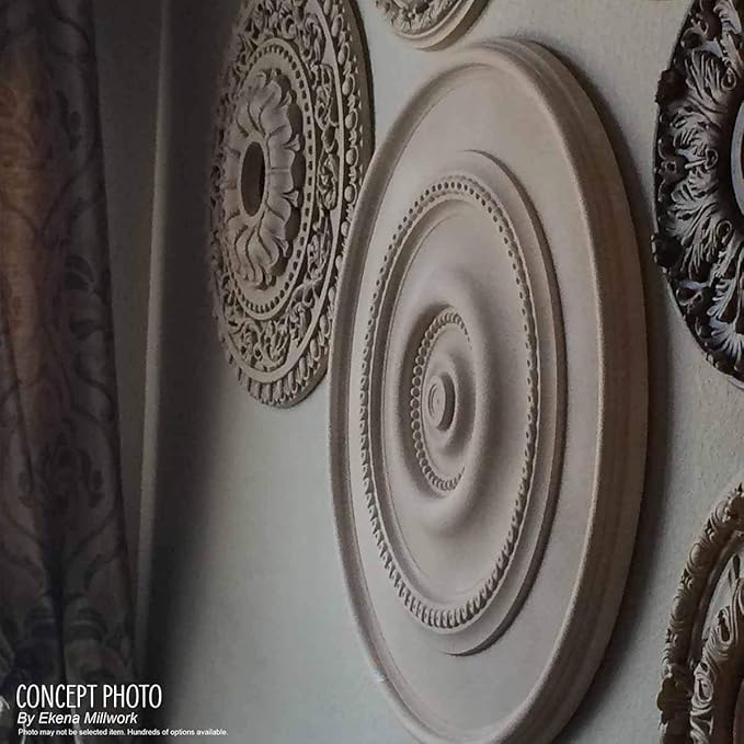 Ekena Millwork CM12BRUWC Bradford Hand-Painted Ceiling Medallion , Ultra Pure White Crackle