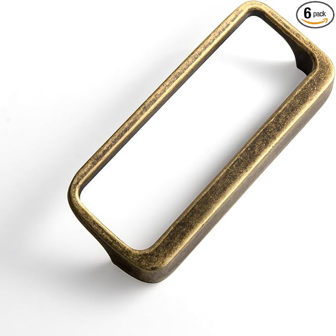 Goo-Ki Antique Brass Cabinet pulls with 3''(76mm) Hole Center,Modern Zinc Alloy Finger Pulls for Drawer,Wardrobe,Cupboard,6 Pack