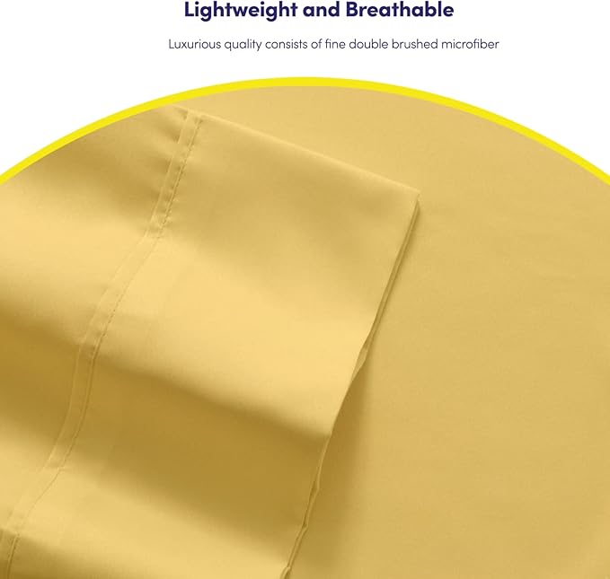 Twin XL Size Bed Sheets - 4 Piece 1500 Supreme Collection Fine Brushed Microfiber Deep Pocket Twin X-Large Sheet Set Bedding - 1 EXTRA PILLOW CASES, GREAT VALUE, Twin XL, Yellow