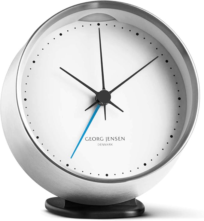 Georg Jensen Henning Koppel Non Ticking Desk Clock with Alarm, 3.94 Inch