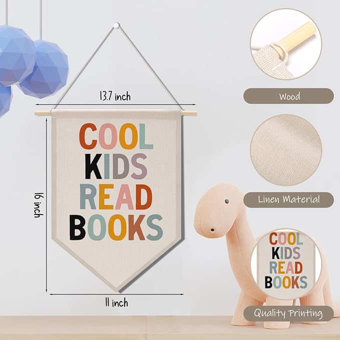 Library Decor Book Themed Party Decorations Reading room Decor Canvas Hanging Pennant Flag Banner Wall Sign Decor Gift for Reading Corner Bedroom Playroom Game Room Front Door