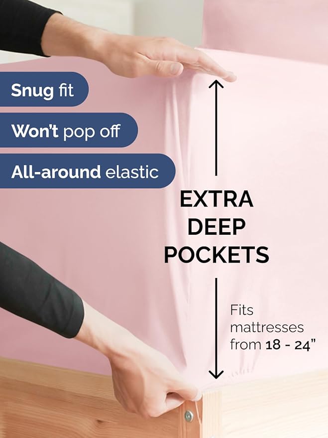 Extra Deep Cal King Sheet Set - 6 Piece Breathable & Cooling Sheets - Hotel Luxury Bed Sheets Set - Easy Fit - Soft, Wrinkle Free & Comfy Sheets Set - Lavender Pink Sheet Set with Extra Deep Pockets