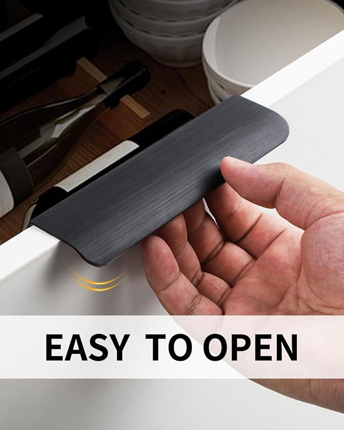 5 Pack 6 inch Self Adhesive Cabinet Pulls - Black Stick On Handles for Cabinets