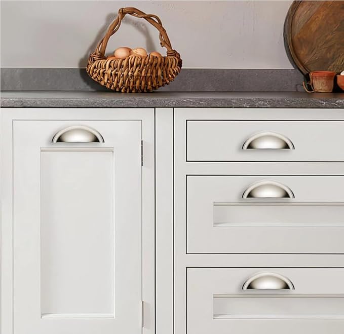 khtumeware 2 Pack 4" Drawer Pulls Polished Nickel Cabinet Cup Pulls Kitchen Hardware Cabinet Handles Drawer Handles Knobs 4 inch Hole Center