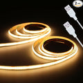 Led Strip Lights 5V USB 320 LEDs 2Pack Short COB LED Strip Light 3000K Warm White Not Dimmable Flexible Small led for Home DIY Lighting Room Decor TV Lights Indoor Use (3.28FT/1M*2)