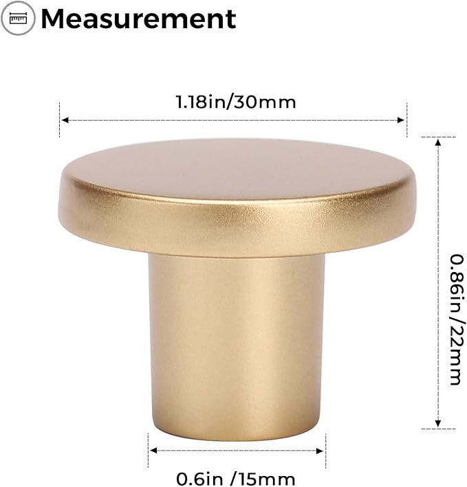 Ravinte 5 Pack Cabinet Knobs Sandy Gold Kitchen Cabinet Knobs Round Dresser Drawer Pulls Closet Door Pulls 1-1/5 Inch