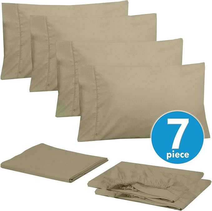 Sweet Home Collection 6 Piece 1500 Supreme Collection Brushed Microfiber Deep Pocket Sheet Set-2 Extra Pillow Cases, Great Value, Split King, Sage