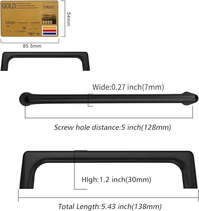 Amerdeco 30 Pack Matte Black Cabinet Pulls 5 Inch(128MM) Hole Centers Kitchen Cabinet Handles Hardware Kitchen Handles for Cabinets Cupboard Handles Drawer Pulls ZH0041