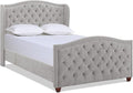 Jennifer Taylor Home Marcella Upholstered Shelter Headboard Bed Set, Queen, Silver Grey Polyester