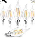 TOBUSA Dimmable E12 Candelabra LED Bulbs 60 Watt Incandescent Equivalent, 2700K Warm White, Clear LED Chandelier Light Bulbs 6W, 600lm, CA11 Vintage Ceiling Fan Light Bulbs with Flame Tip, 6-Pack