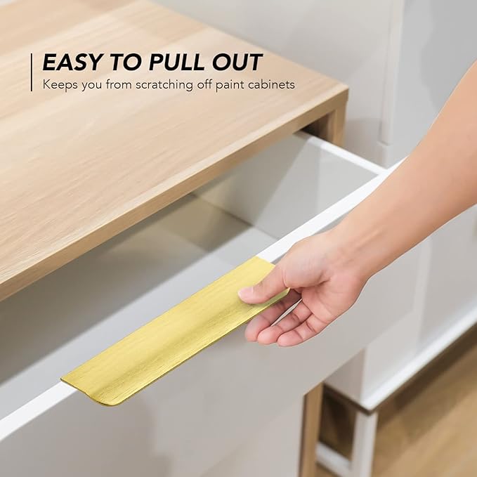 Ravinte Hardware 30 Pack Gold Cabinet Handles, 5.9 Inch (150mm) Finger Edge Pulls, 5 Inch Hole Center, Finger Pulls for Cabinets