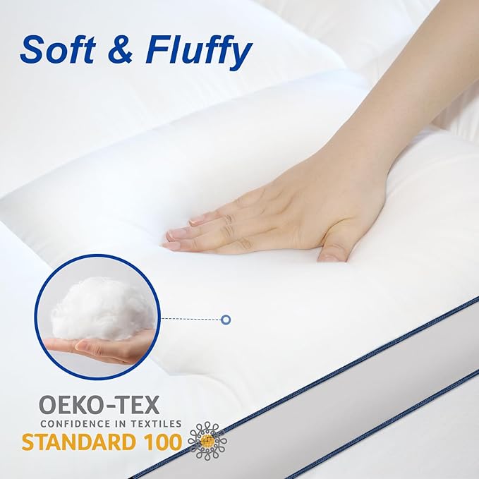 KAYFIA King Mattress Topper,Extra Thick Mattress Pad Cover for Deep Sleep,3D+7D Snow Down Alternative Fill Overfilled Plush Pillow Top Mattress with 8-23 Inch Deep Pocket-White