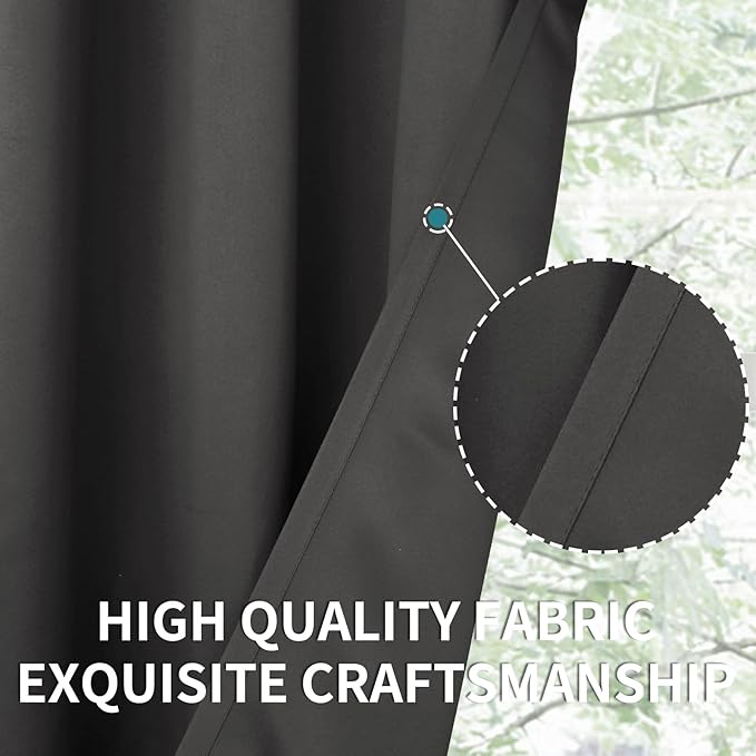 BGment Blackout Curtains for Bedroom - Grommet Thermal Insulated Room Darkening Curtains for Living Room, Set of 2 Panels, Each 46 x 72 Inch, Dark Grey