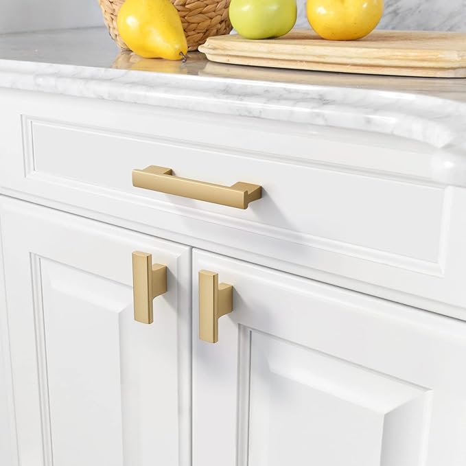 Asidrama 10 Pack 3 Inch(76mm) Brushed Gold Cabinet pulls Kitchen Cabinet Handles, Cabinet Pulls Gold Kitchen Cabinet Hardware for Cupboard Drawer Pulls