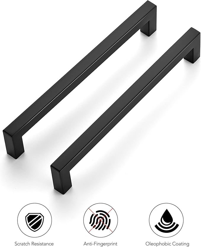 Ravinte 40 Pack 7-1/2 Inch Kitchen Square Cabinet Handles Matte Black Drawer Pulls Hardware for Cabinets Cupboards, FX192HS40
