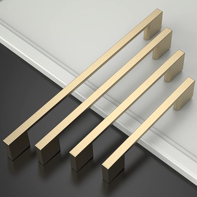 Asidrama 6 Pack 12.6 Inch(320mm) Brushed Brass Kitchen Cabinet Handles, Cabinet Pulls Kitchen Cabinet Hardware for Cupboard Drawer Pulls