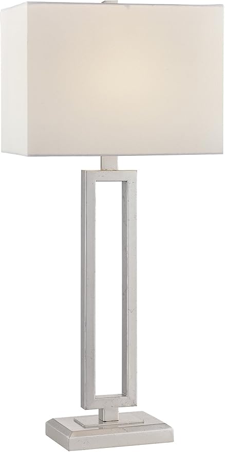 Britta Table Lamp – Modern Luxury Desk Lamp with Silver and White Finish, Commercial Grade Lighting for Living Room or Bedroom