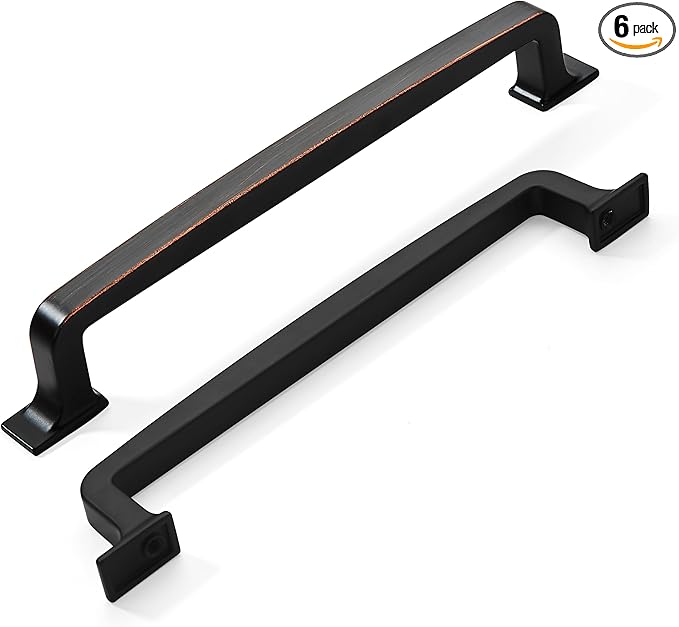 Khtumeware 6 Pack 6-1/4 Inch Modern Oil Rubbed Bronze Cabinet Pulls and Drawer Handles for Kitchen Cabinets and Cupboards