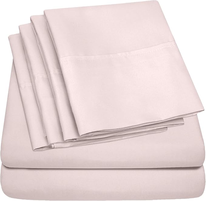 Twin Size Bed Sheets - 4 Piece 1500 Supreme Collection Fine Brushed Microfiber Deep Pocket Twin Sheet Set Bedding - 1 EXTRA PILLOW CASES, GREAT VALUE, Twin, Pale Pink