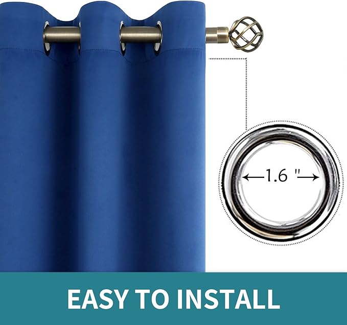 BGment Blackout Curtains for Bedroom 63 Inch Length 2 Panels Set, Room Darkening Sunlight Blocking Thermal Insulated Grommet Window Drapes, Each Panel 42 Inch Wide, Royal Blue