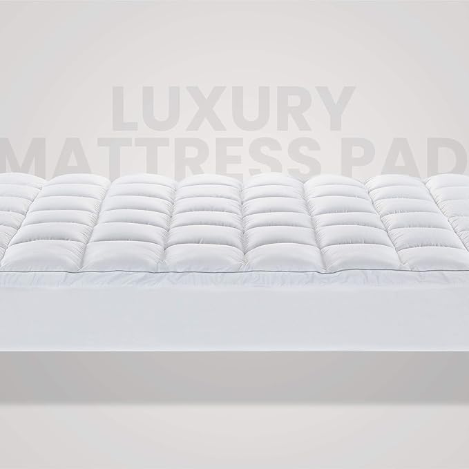 SLEEP ZONE Twin Size Cotton Mattress Pad, Machine Washable Mattress Protector Cover, Soft Cotton Top Cooling Mattress Topper Fits 8-21 inch Deep Pocket, Twin