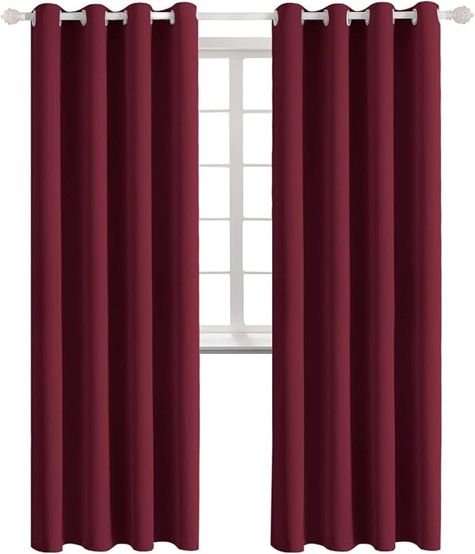 BGment Blackout Curtains for Bedroom - Grommet Thermal Insulated Room Darkening Curtains for Living Room, Set of 2 Panels, Each 46 x 84 Inch, Burgundy Red