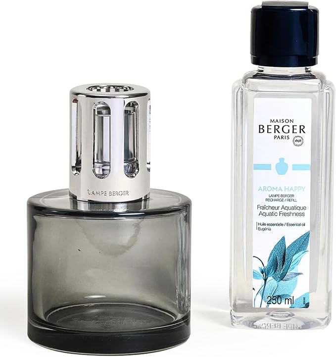 MAISON BERGER - Lampe Berger Home Fragrance Lamp Diffuser - Model Aroma - 4.9 x 3.2 x 3.2 inches - Includes Fragrance Aquatic Freshness - 250 milliliters - 8.45 Fluid Ounces (Aroma Happy)