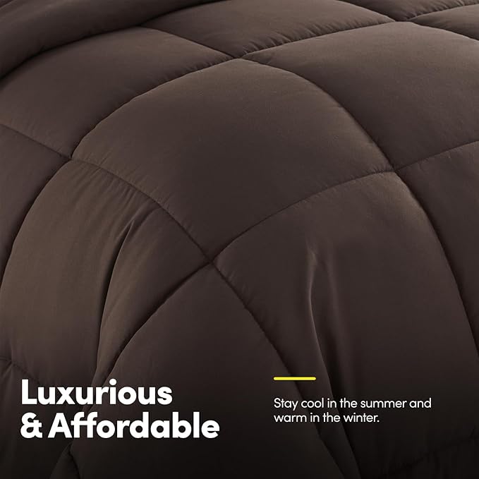 Twin Comforter Set with Sheets - 5-Piece Bedding Collection - 1 Comforter, 1 Fitted Sheet, 1 Flat, 2 Pillowcases - Deep Pocket - Soft & Premium Quality - Ideal for All Seasons, Chocolate Brown