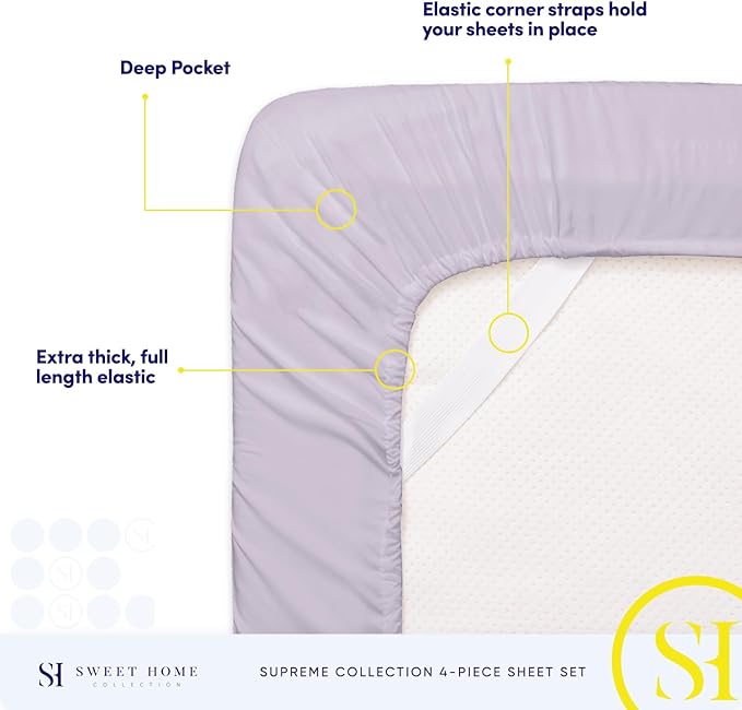 Full Size Sheet Sets - Breathable Luxury Sheets with Full Elastic & Secure Corner Straps Built In - 1800 Supreme Collection Extra Soft Deep Pocket Bedding Set, Sheet Set, Full, Lilac