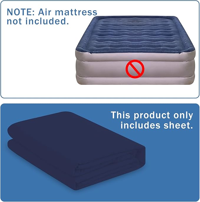 Bedecor Air Bed Sheets for Mattress Cover Removable Bed and Elastic Band Super Soft and Breathable & Deep up to 21" Blue Twin XL