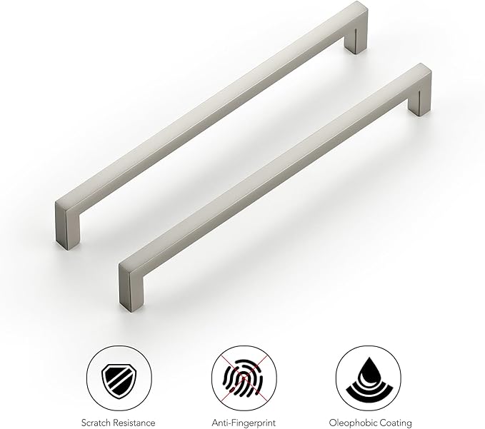 Ravinte 25 Pack Solid 7-1/2 Inch Center to Center Slim Square Bar Dresser Drawer Handles Kitchen Cabinet Handles Brushed Nickel Drawer Pulls Kitchen Cabinet Hardware Pulls