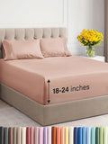 Extra Deep Twin Sheet Set - 4 Piece Breathable and Cooling Sheets - Hotel Luxury Bed Sheets Set - Easy & Secure Fit - Soft, Wrinkle Free and Comfy Sheets Set - Mauve Sheet Set with Extra Deep Pockets