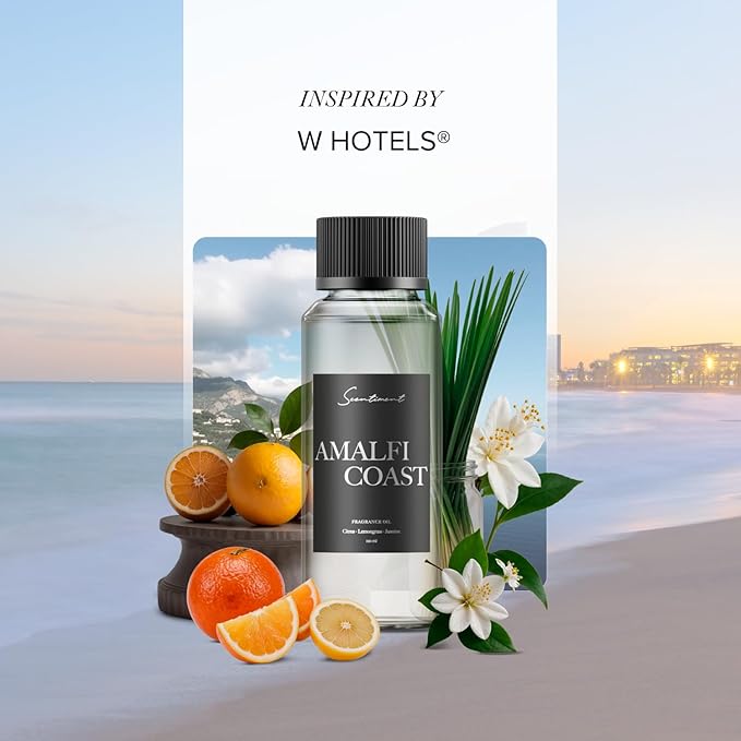 Scentiment Diffuser Oil - Amalfi Coast | Aromatherapy Fragrance | Inspired by Luxury Five Star Hotels | Notes of Bergamot, Lemongrass, Jasmine, Lily, Magnolia & Koa Wood (20 mL)
