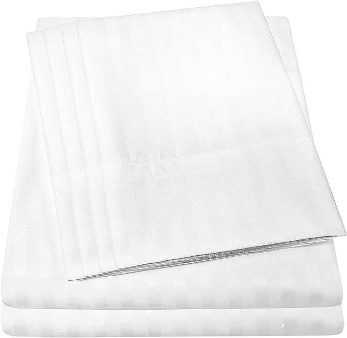 King Size Bed Sheets - 6 Piece 1500 Supreme Collection Fine Brushed Microfiber Deep Pocket King Sheet Set Bedding - 2 Extra Pillow Cases, Great Value, King, Dobby White