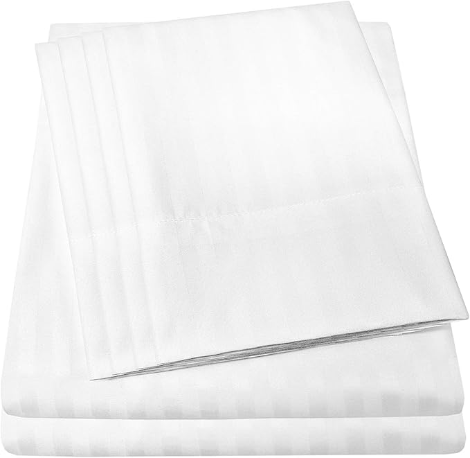 Full Size Bed Sheets - 6 Piece 1500 Supreme Collection Fine Brushed Microfiber Deep Pocket Full Sheet Set Bedding - 2 Extra Pillow Cases, Great Value, Full, Dobby White