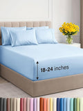 Extra Deep King Sheet Set - 6 Piece Breathable & Cooling Sheets - Hotel Luxury Bed Sheets Set - Easy & Secure Fit - Soft, Wrinkle Free & Comfy Sheets Set - Light Blue Sheet Set with Extra Deep Pockets