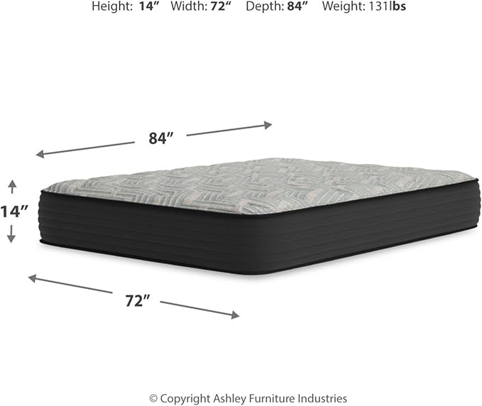 Signature Design by Ashley California King Size Palisades 14 Inch Firm Hybrid Mattress with Quick Response Gel Memory Foam, Fiberglass Free, Mattress In A Box