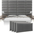 Vänt Upholstered Wall Panels - King/Cal King Size Wall Mounted Velvet Headboards - Velvet Smoke Grey - Twin/King - Set of 4 Panels (Each Individual Panel 39"x11.5")
